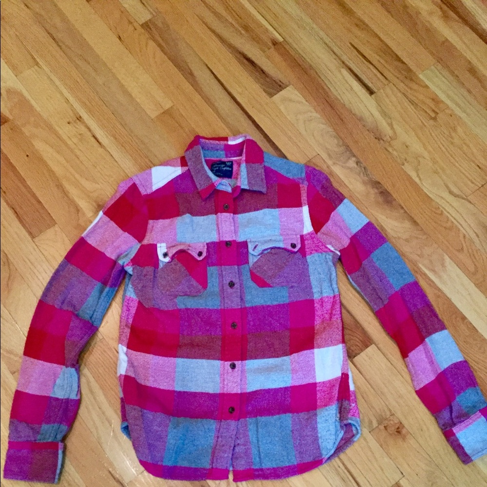 Plaid flannel button down shirt